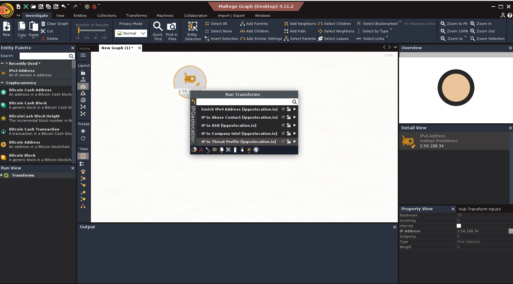 Open New Graph and Add IPv4 Entity