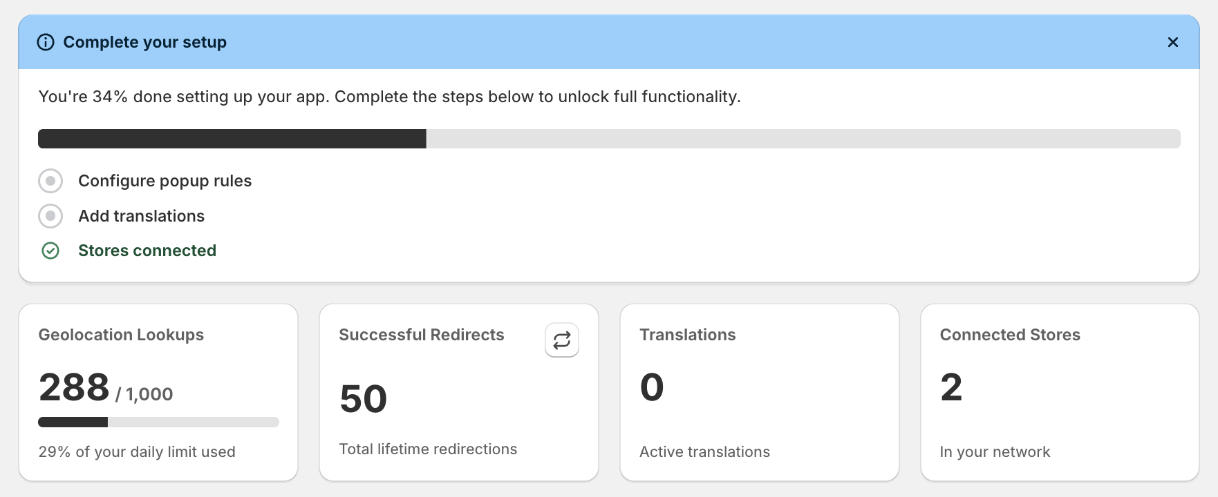 Homepage analytics screenshot