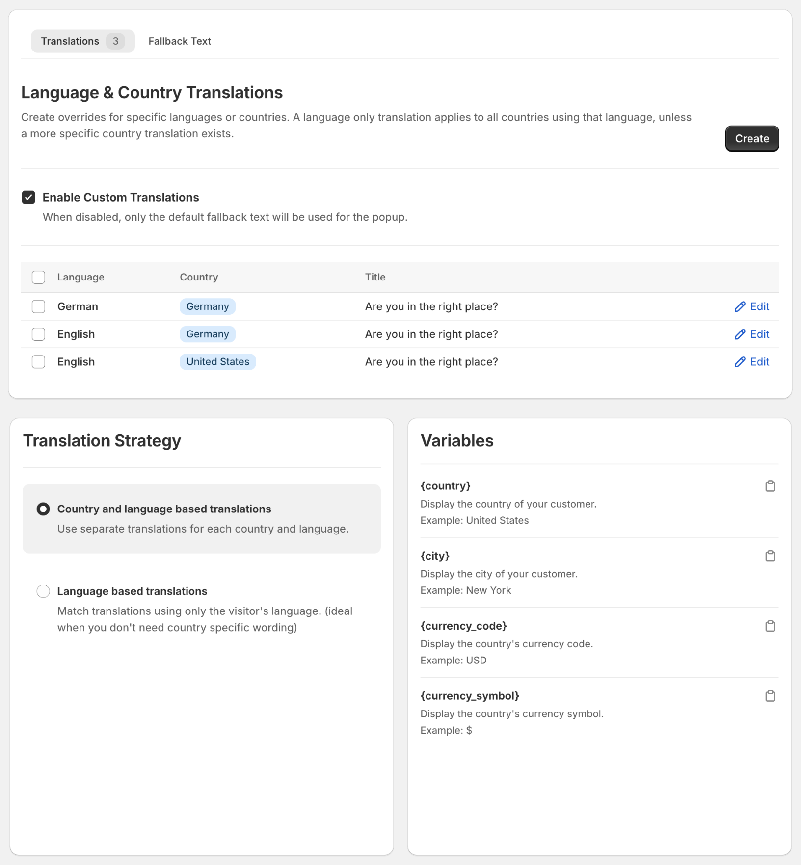 Translations screenshot