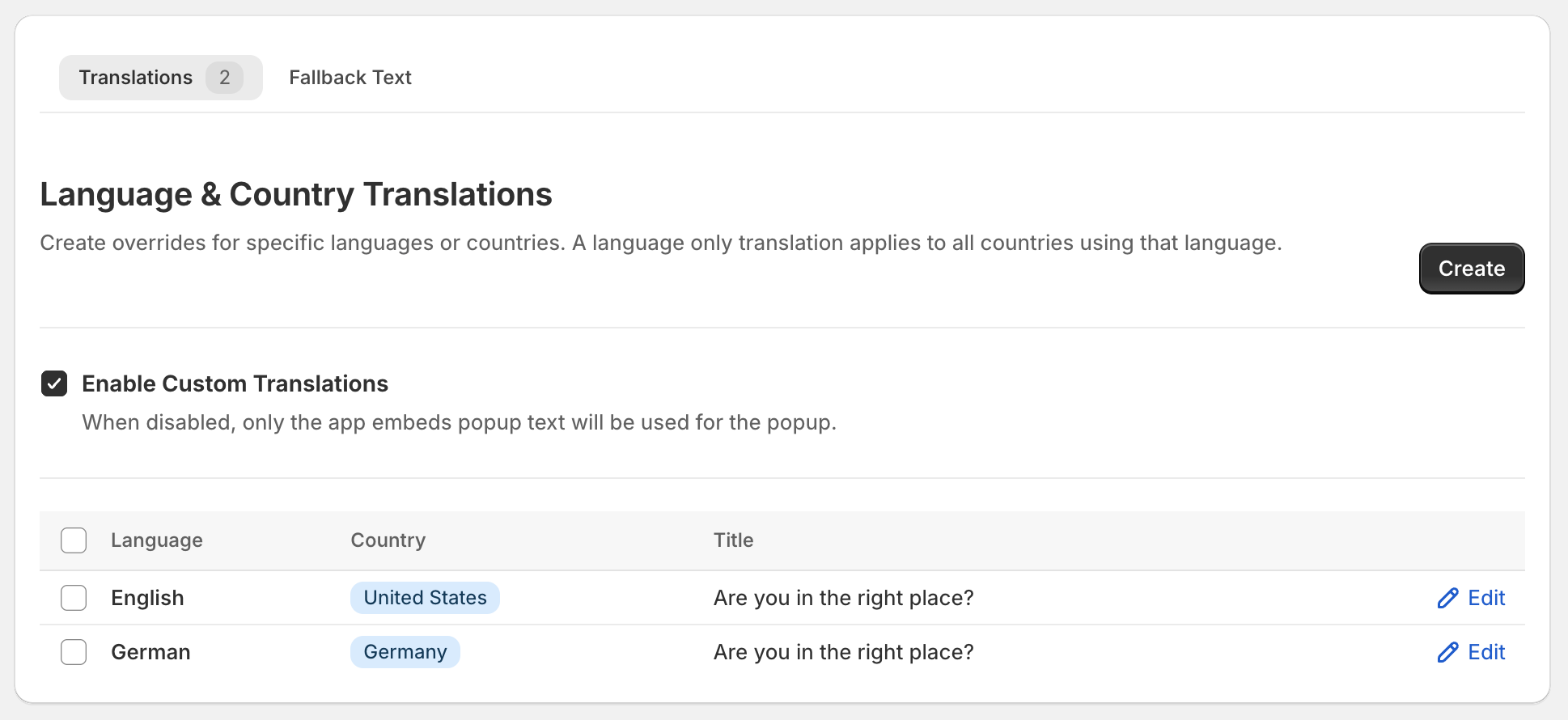 translations page create screenshot