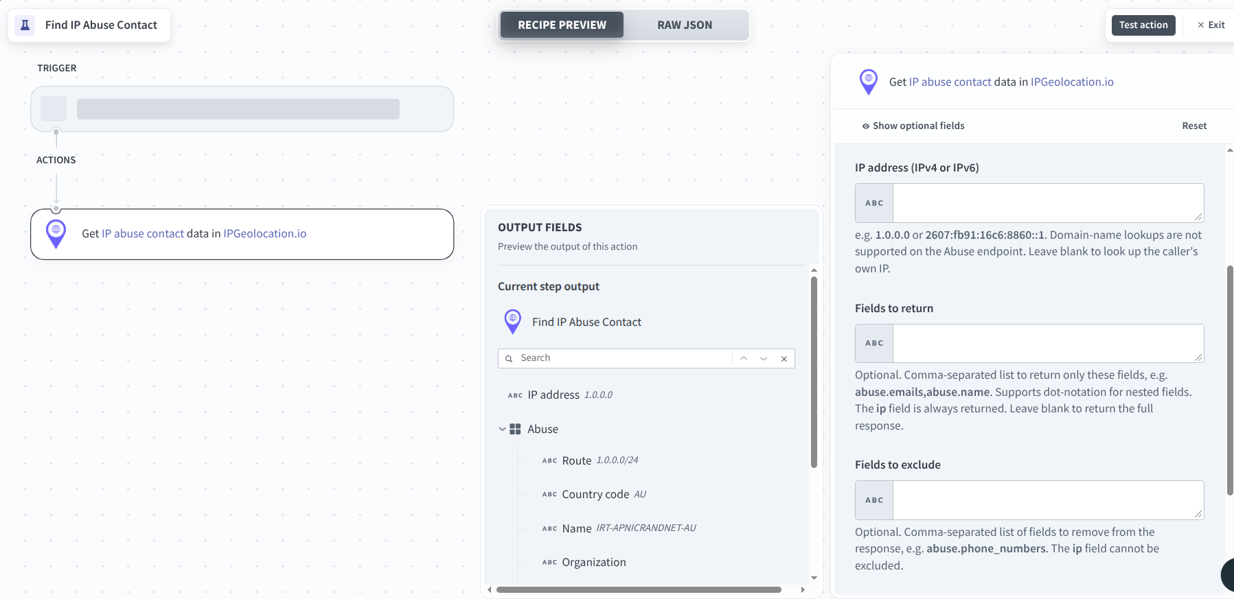 Find IP Abuse Contact in Workato