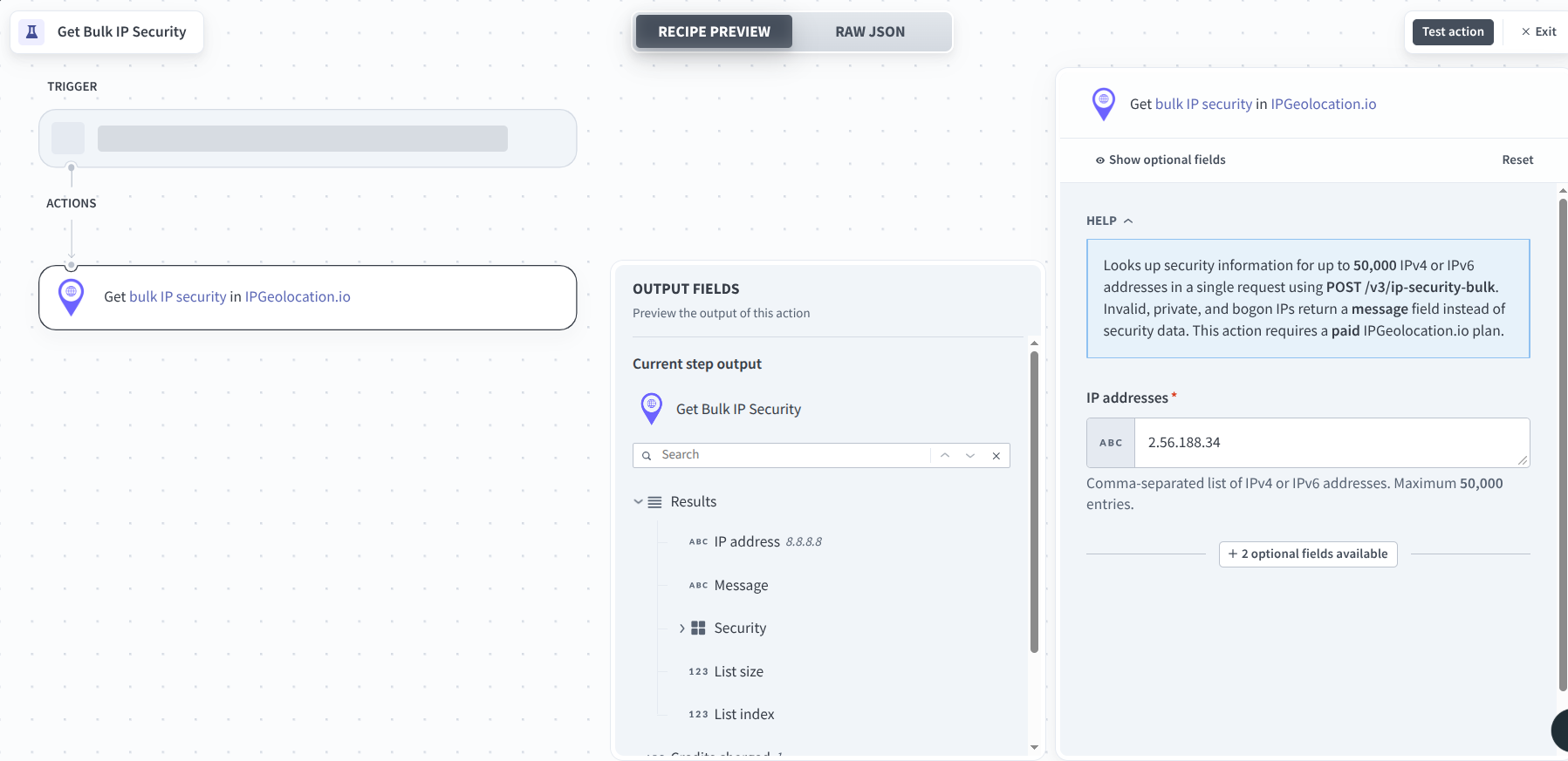 Get Bulk IP Security in Workato