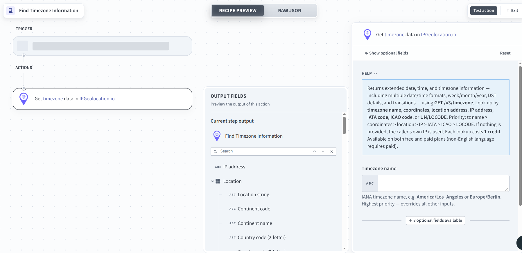 Find Timezone Information in Workato
